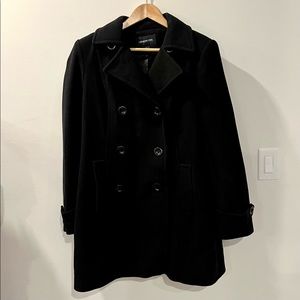 London Fog Ladies Black Pea Coat Sz L